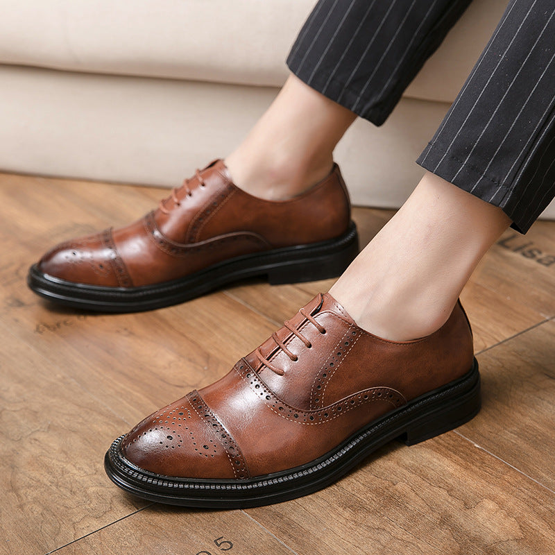 Dames klassieke brogues met leren bovenwerk – Bruin
