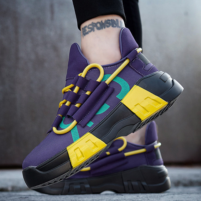 Dames modieuze sneakers met vetersluiting en dempende zool – Paars