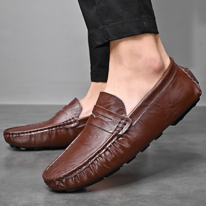 Dames stijlvolle mocassins met flexibele zool en leren bovenwerk – Bruin