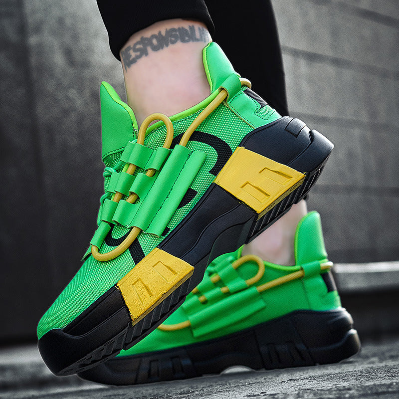 Dames modieuze sneakers met vetersluiting en dempende zool – Groen