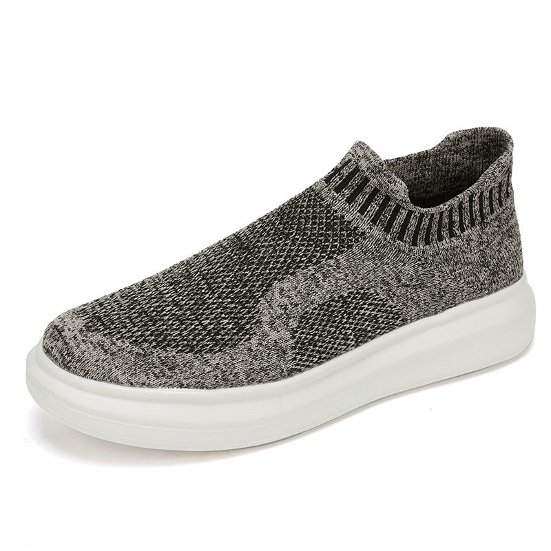 Dames slip-on sneakers met antislipzool en gebreid bovenwerk – Zwart-wit