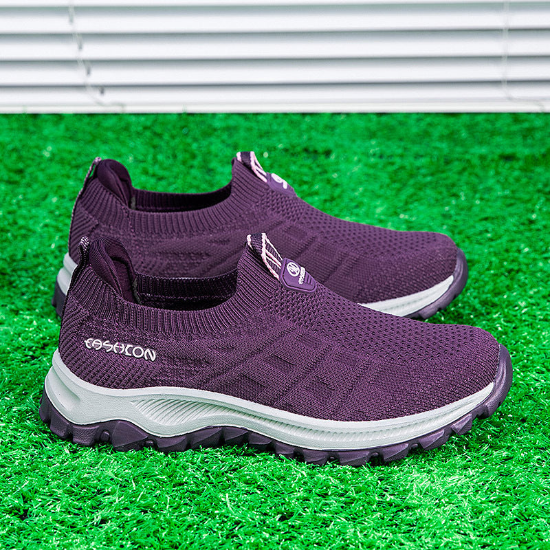 Dames comfortabele hardloopschoenen met ademend bovenwerk – Zwart-paars