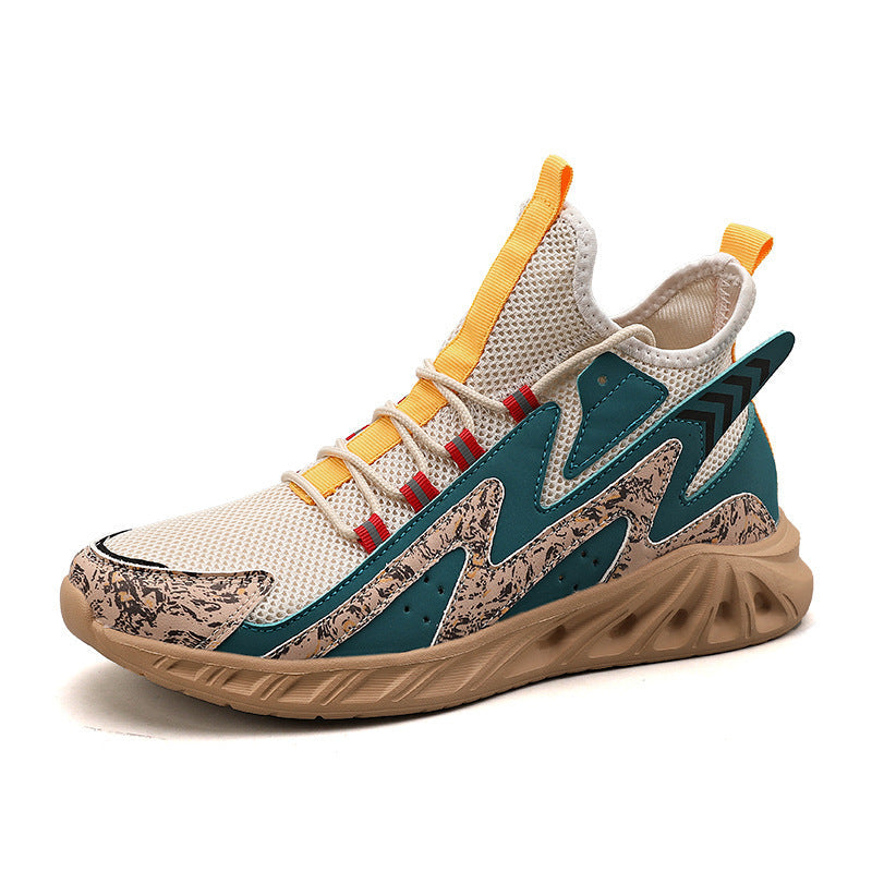 Dames comfortabele hardloopschoenen met gebreid bovenwerk – Wit en Zwart – Bruin