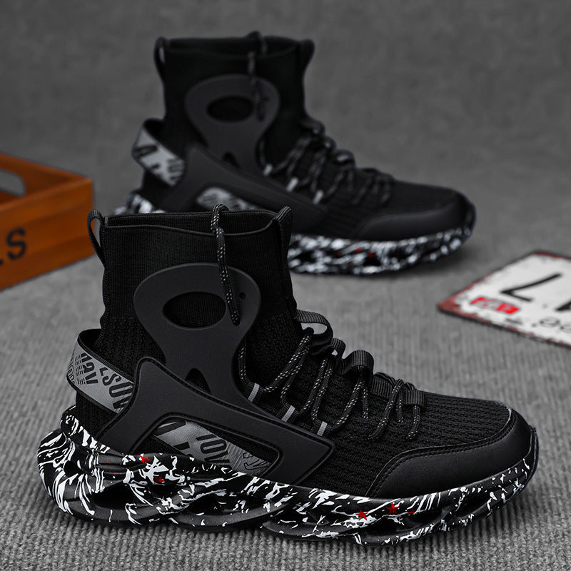 Dames sportieve hoge sneakers met gripprofiel – Zwart
