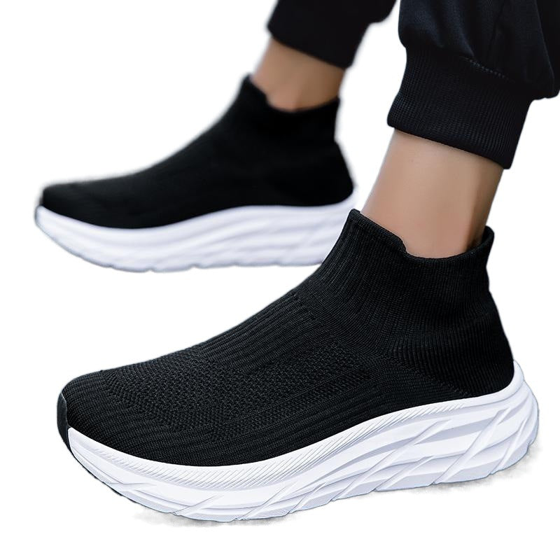 Dames comfortabele gebreide sneakers met flexibele zool – Zwart-wit
