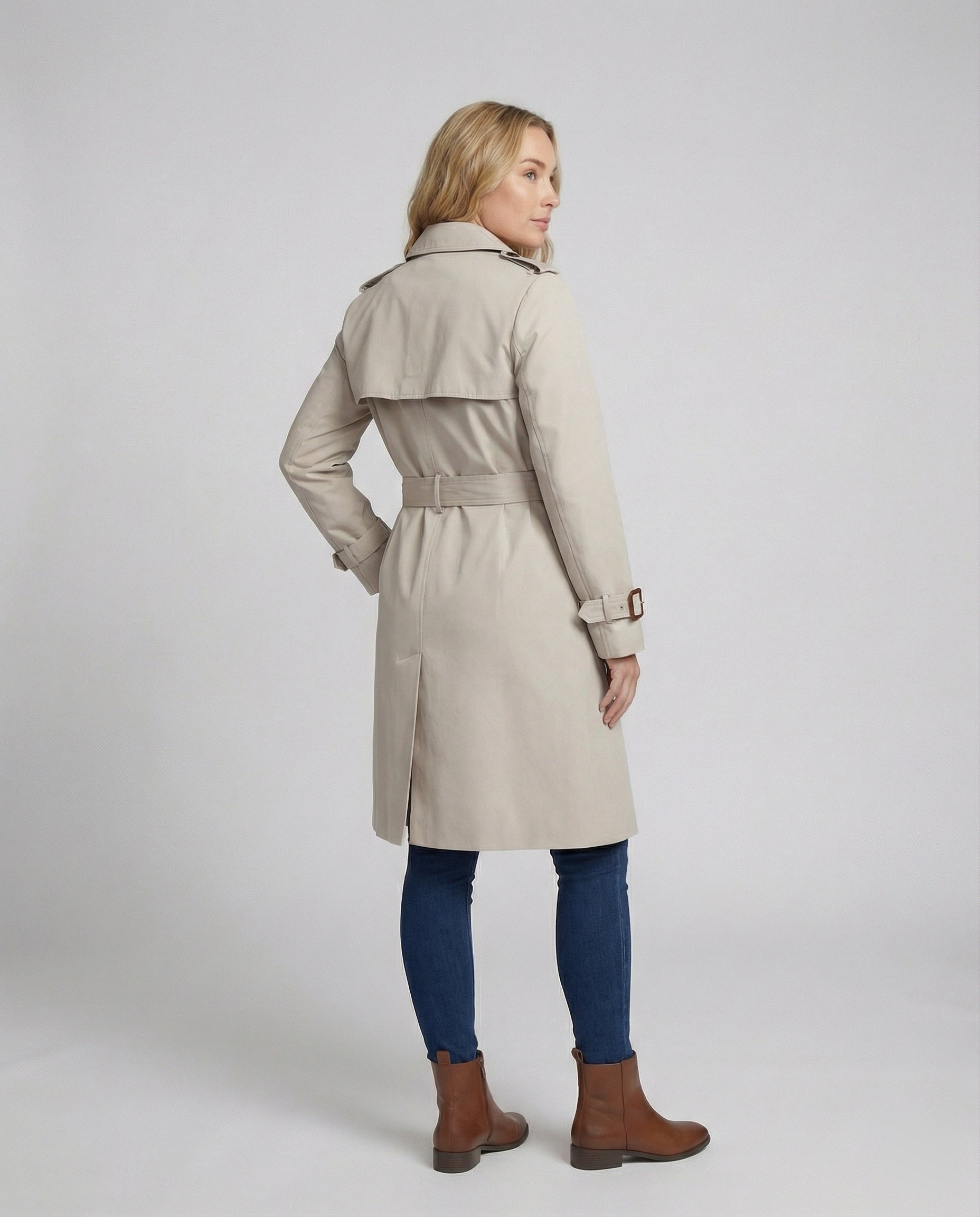 Dames trenchcoat met grijze uitvoering en oversized pasvorm – Lichtgrijs