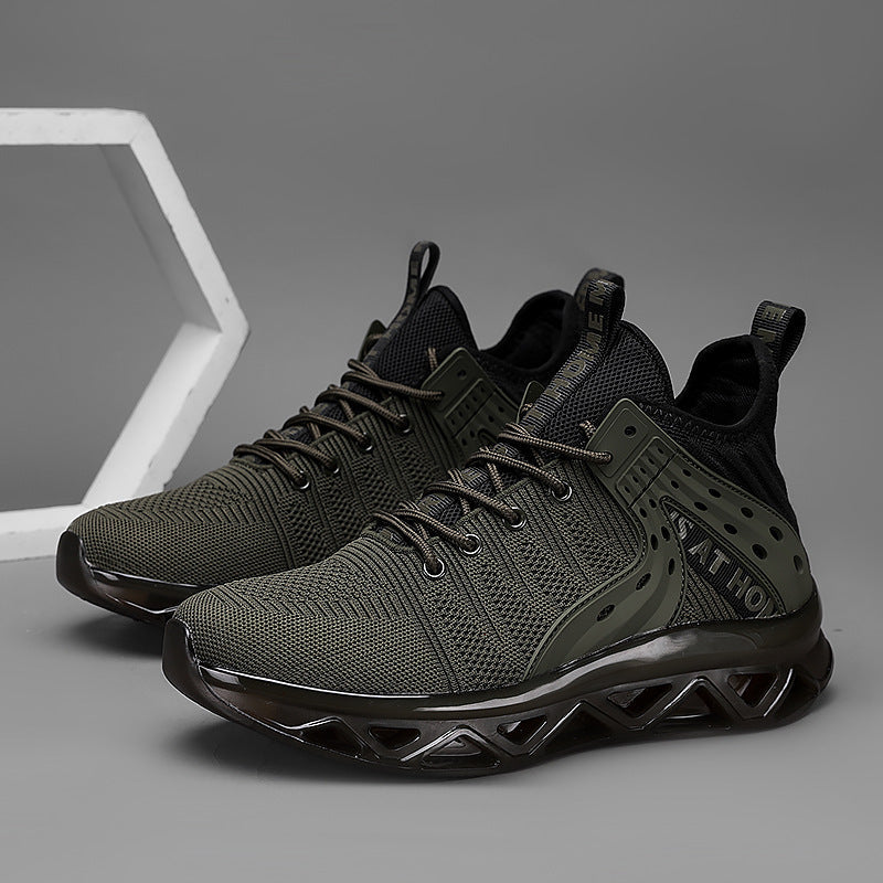 Dames sportieve hoge sneakers met dempende zool – Olijfgroen en Zwart – Zwart