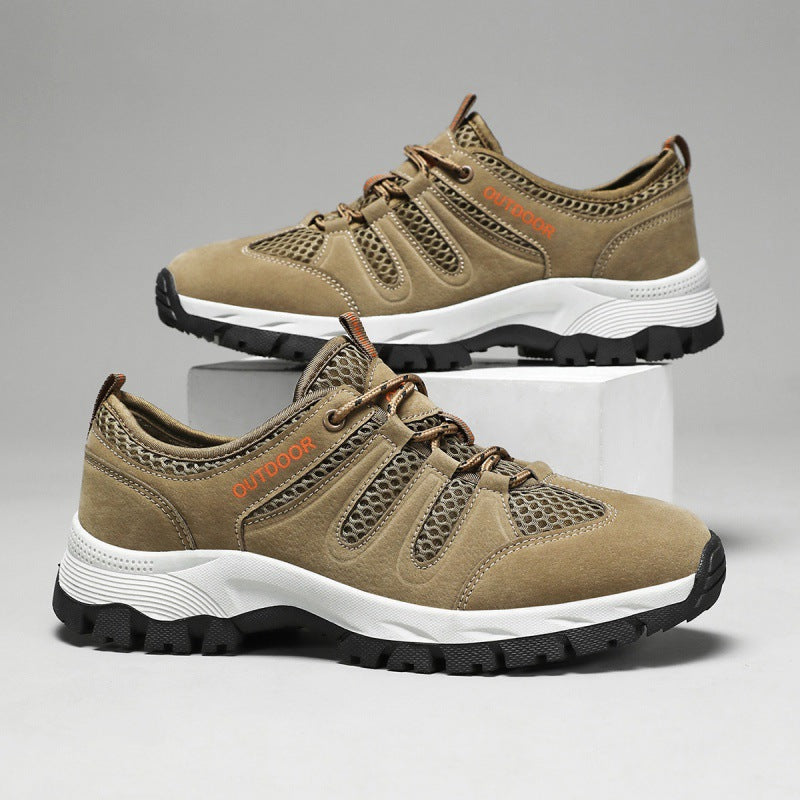 Dames outdoorsneakers met ademend mesh bovenwerk en ondersteunende zool – Camel
