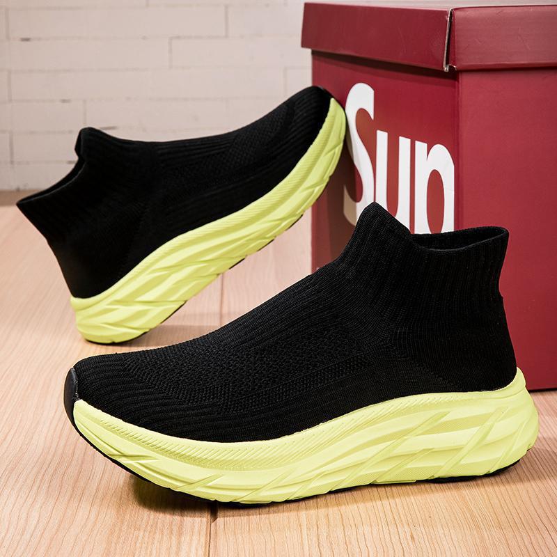 Dames comfortabele gebreide sneakers met flexibele zool – Zwart-rood