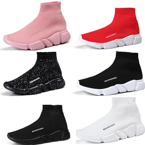 Dames comfortabele slip-on sneakers met gebreid bovenwerk – Zwart