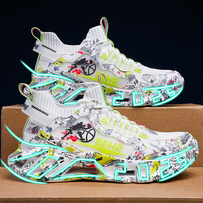 Dames sneakers met dempende zool en lichteffecten – Zwart-paars