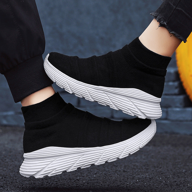 Dames modieuze hoge sneakers – Zwart-wit