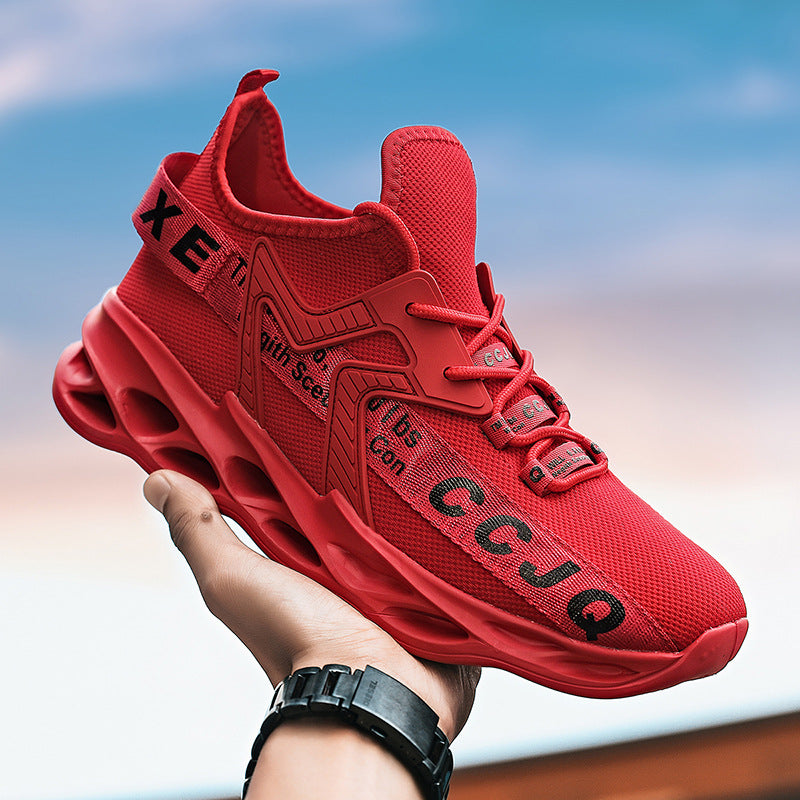Dames performance sneakers met ademend mesh bovenwerk – Rood