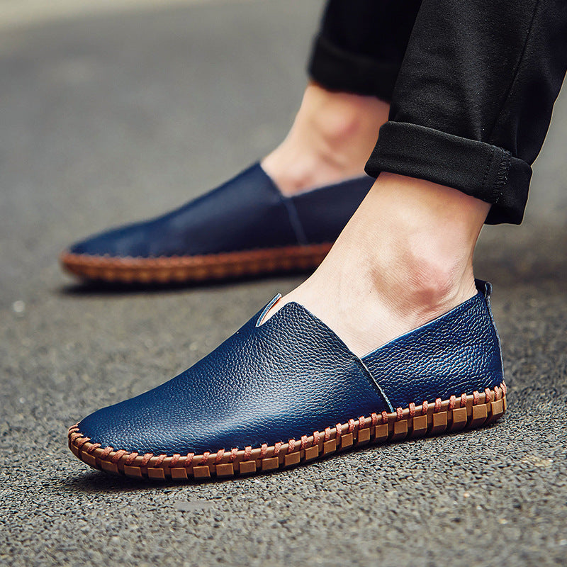 Dames klassieke mocassins met leren bovenwerk – Blauw