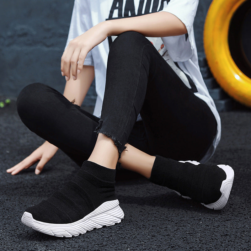 Dames modieuze hoge sneakers – Zwart