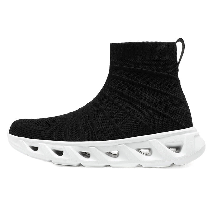 Dames modieuze gebreide sneakers met flexibele zool – Zwart en Zwart-wit – Zwart