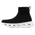 Dames modieuze gebreide sneakers met flexibele zool – Zwart en Zwart-wit – Zwart