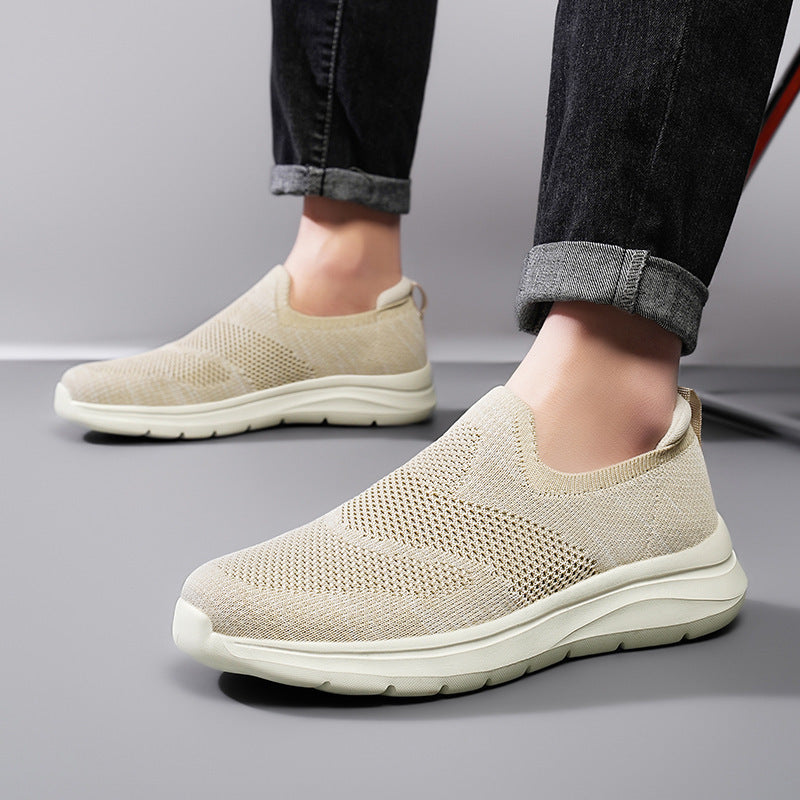 Dames comfortabele slip-on sneakers met ademend bovenwerk – Lichtgrijs