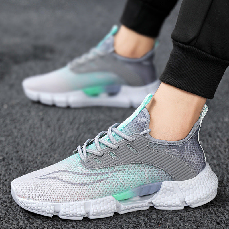 Dames stijlvolle sportsneakers met dempende zool – Waterblauw en Grijs-groen – Grijs-groen