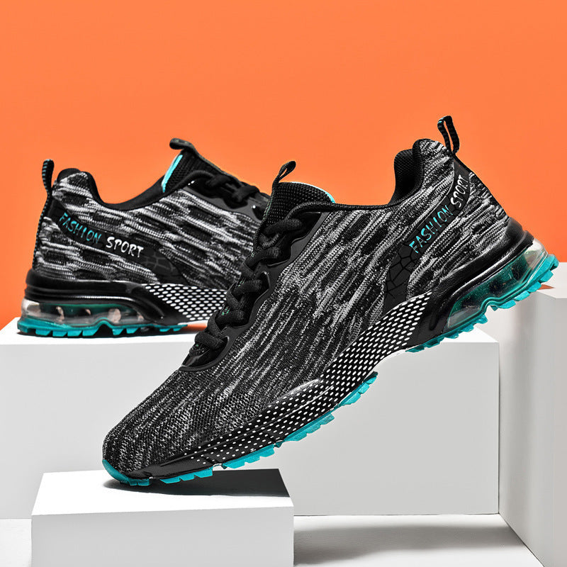 Dames technische sneakers met ademend bovenwerk en dempende zool – Blauw-oranje