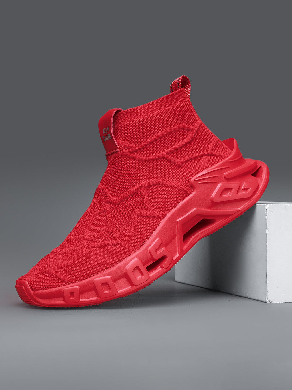 Dames comfortabele gebreide sneakers met hoge schacht – Zwart