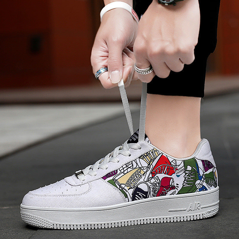 Dames modieuze sneakers met grafische details – Wit