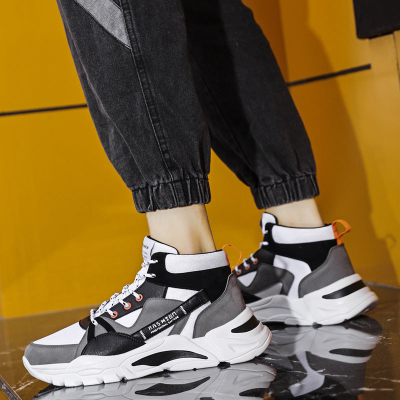 Dames hoge sneakers met dempende zool en stevig bovenwerk – Wit-rood