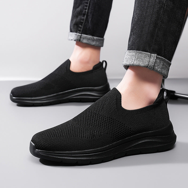 Dames comfortabele slip-on sneakers met ademend bovenwerk – Zwart