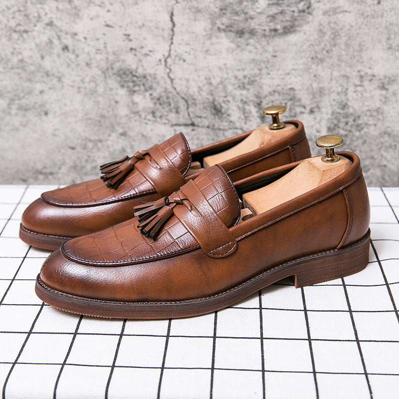 Dames modieuze mocassins met leren bovenwerk en franjedetails – Bruin