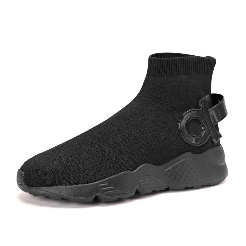 Dames soksneakers met antislipzool en gebreid bovenwerk – Wit en Zwart – Zwart