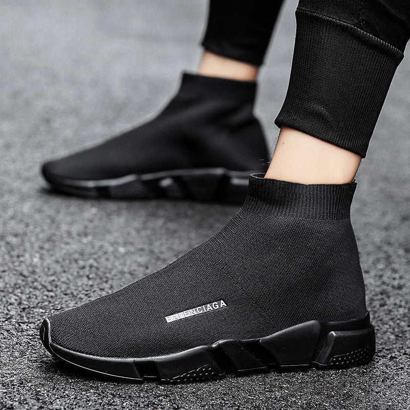 Dames comfortabele slip-on sneakers met gebreid bovenwerk – Zwart