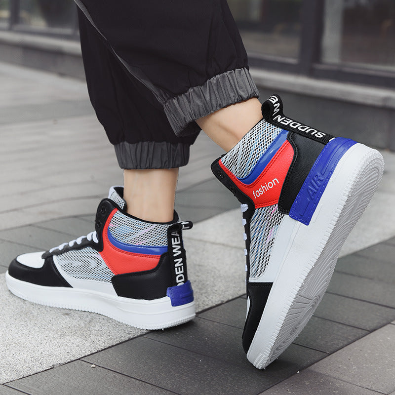 Dames modieuze hoge sneakers met ademend mesh bovenwerk en dempende zool – Maan