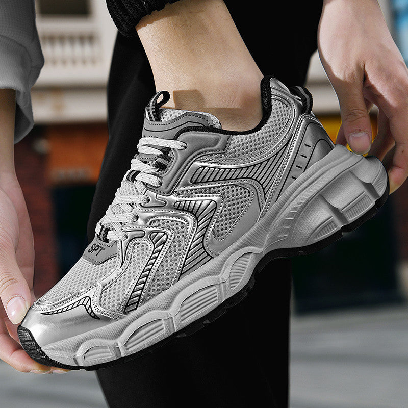 Dames technische sneakers met ademend bovenwerk – Zilver