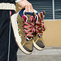 Dames sportieve hoge sneakers met meerkleurige veters – Groen