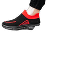 Dames comfortabele slip-on sneakers – Zwart-rood