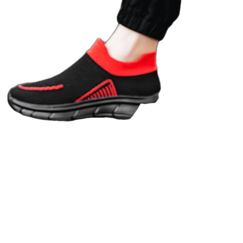 Dames comfortabele slip-on sneakers – Zwart-rood