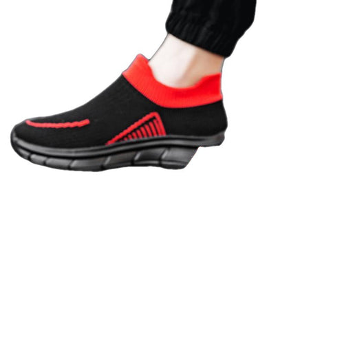 Dames comfortabele slip-on sneakers – Zwart-rood