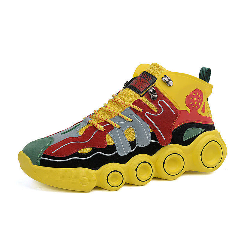 Dames sportieve hoge sneakers met kleurrijk ontwerp – Paars