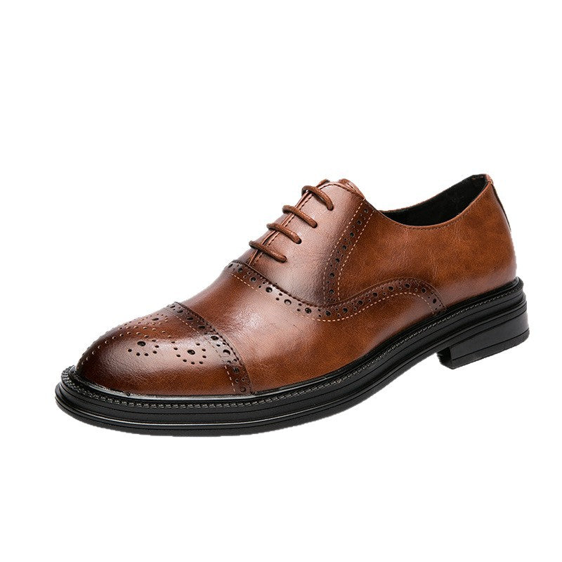 Dames klassieke brogues met leren bovenwerk – Bruin