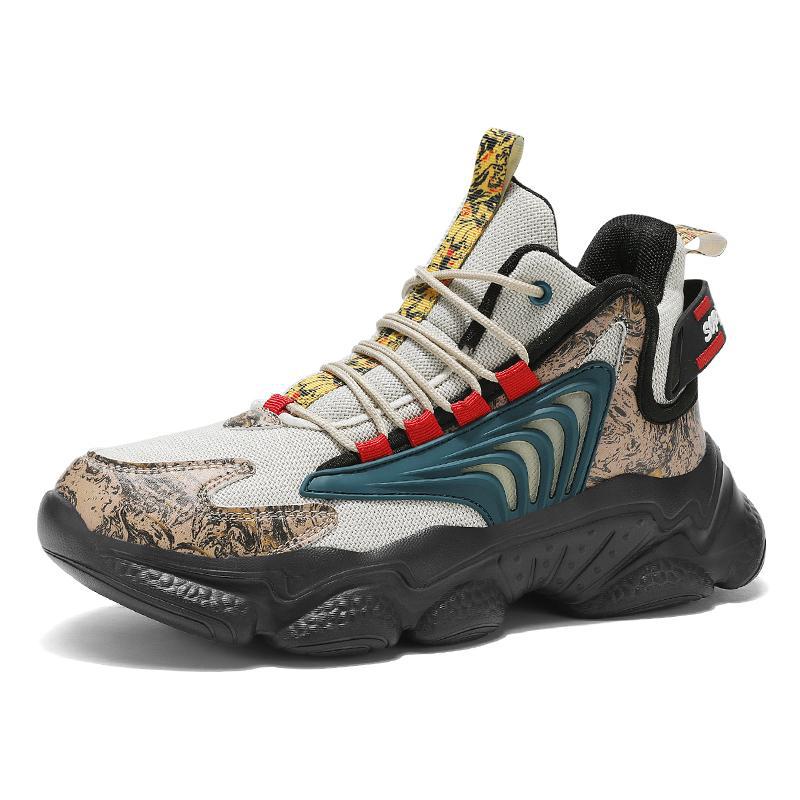 Dames sportieve hoge sneakers met ademend bovenwerk en dempende zool – Bruin