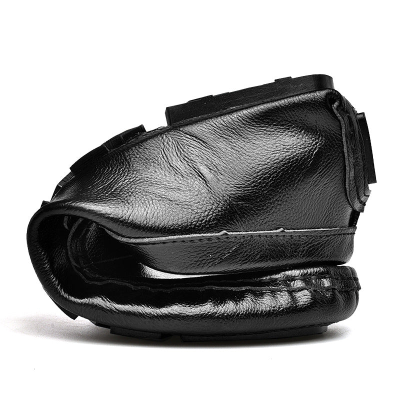 Dames stijlvolle mocassins met flexibele zool en leren bovenwerk – Zwart