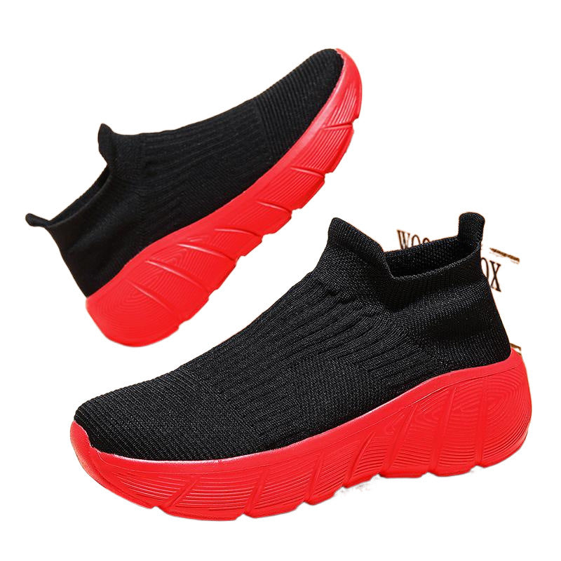 Dames sneakers met gebreid bovenwerk en dempende zool – Zwart