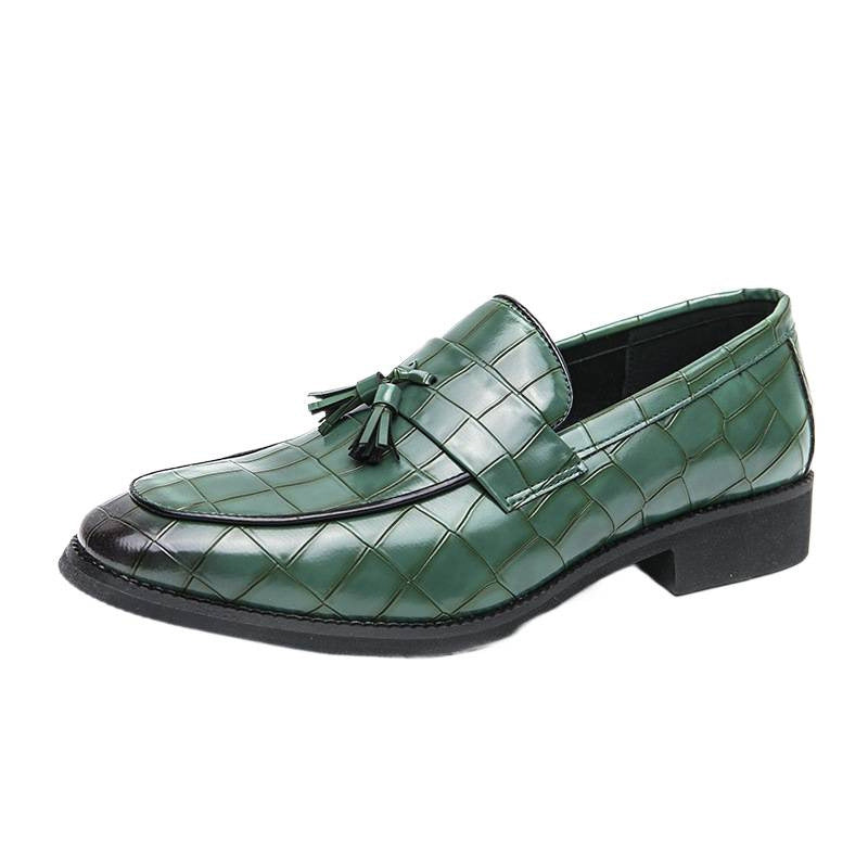 Dames modieuze mocassins met leren bovenwerk en kwastdetails – Zwart en Bruin – Bruin