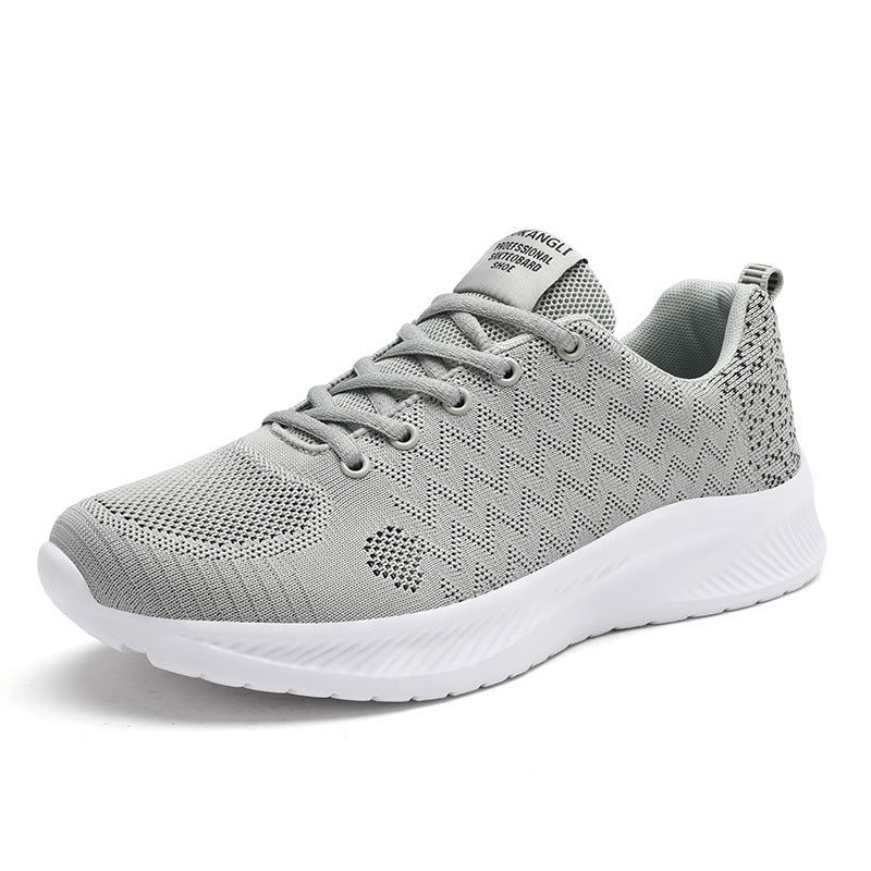 Dames hardloopschoenen met gebreid bovenwerk en dempende zool – Grijs