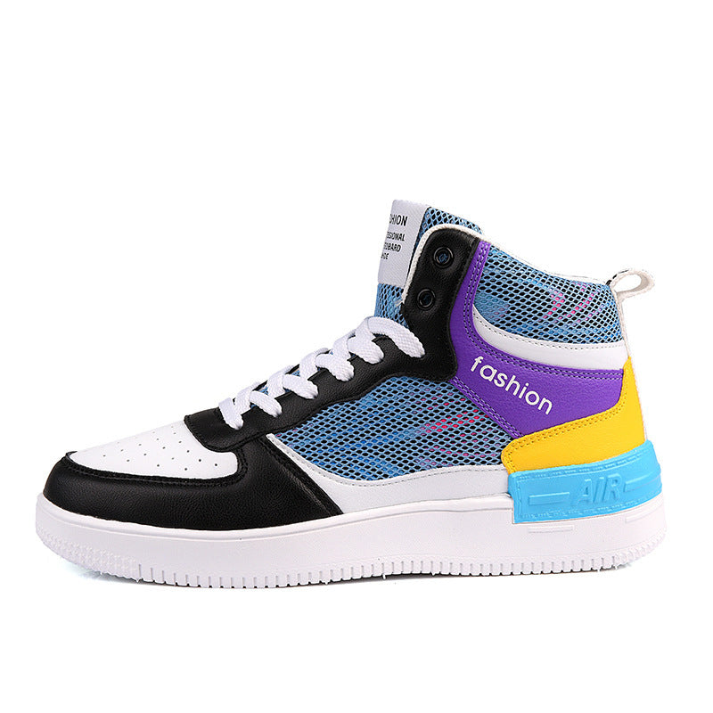 Dames modieuze hoge sneakers met ademend mesh bovenwerk en dempende zool – Maan