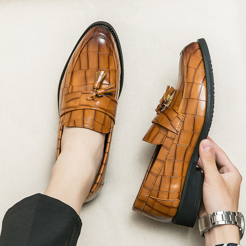 Dames modieuze mocassins met leren bovenwerk en kwastdetails – Geel en Zwart – Geel