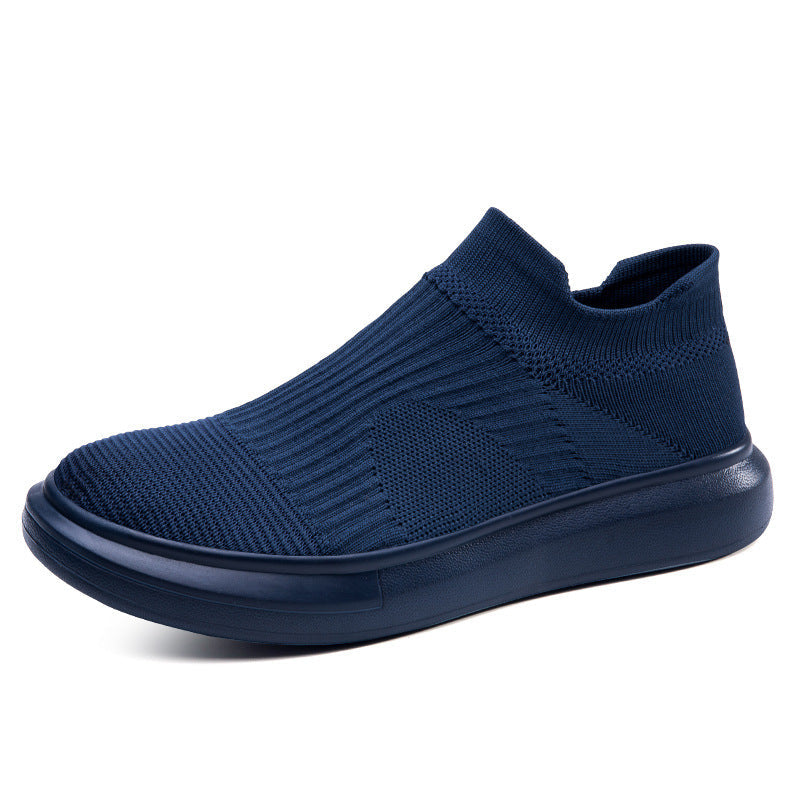 Dames modieuze gebreide sneakers met flexibele zool en hoge schacht – Blauw