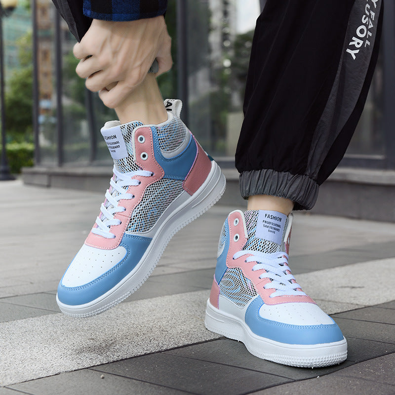 Dames modieuze hoge sneakers met ademend mesh bovenwerk en dempende zool – Paars