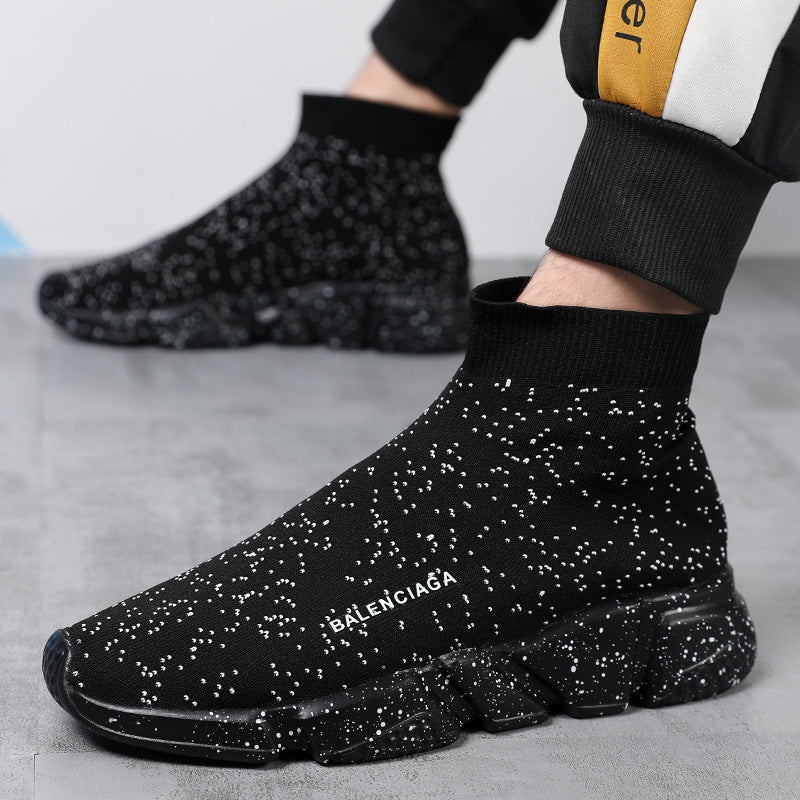 Dames comfortabele slip-on sneakers met gebreid bovenwerk – Zwart