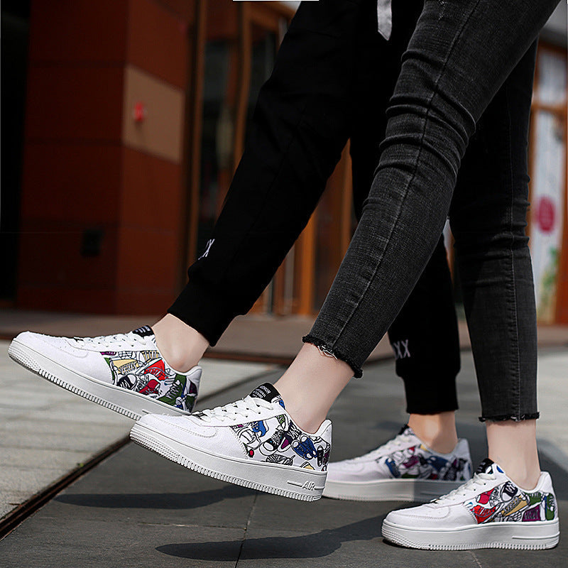 Dames modieuze sneakers met grafische details – Zwart